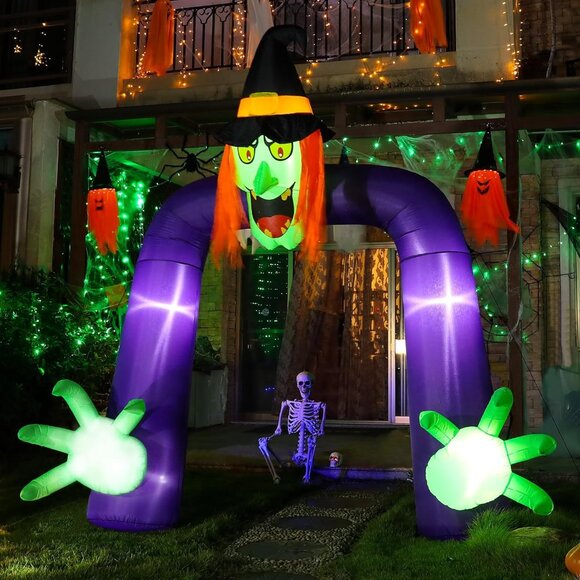 Halloween Inflatable Archway 10ft Arch Inflatable Witch Blow up Yard Decorations - Picture 3 of 8